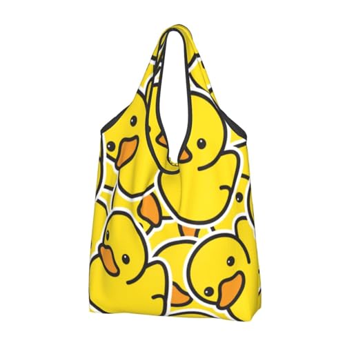 TZTTZT Bolsas de compras reutilizables, plegables, diseño de animales de dibujos animados, color amarillo, con asas, Negro, 2 PCS
