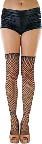 Image of ToBeInStyle Women's Seductive Punk Rock Basic Unfinished Rawedge Fishnet Thigh Highs