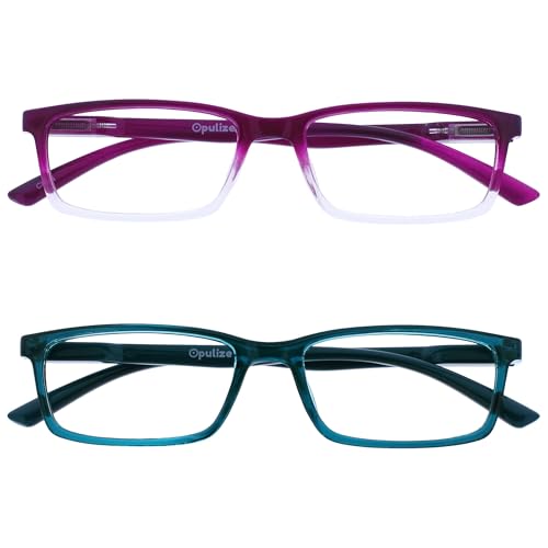 OPULIZE See Gafas Lectura Filtro Luz Azul x2 Estrecha Bisagras de Resorte Mejoran Sueño Reducen Dolor de Cabeza Ordenador Videojuegos Antirreflejante Morado Turquesa Hombre Mujer BB9-5Q +3.00