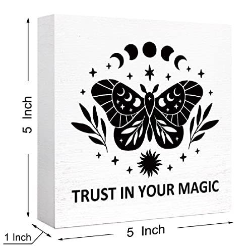 Trust in Your Magic Butterfly Wooden Block Signs – Inspirational Desk Décor