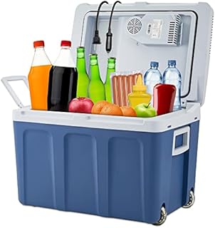 Ivation Electric Cooler & Warmer with Wheels & Handle |48 Quart (45 L) Portable Thermoelectric Fridge For vehicles & Trucks| 110V AC Home Power Cord & 12V Car Adapter for Camping, Travel & Picnics