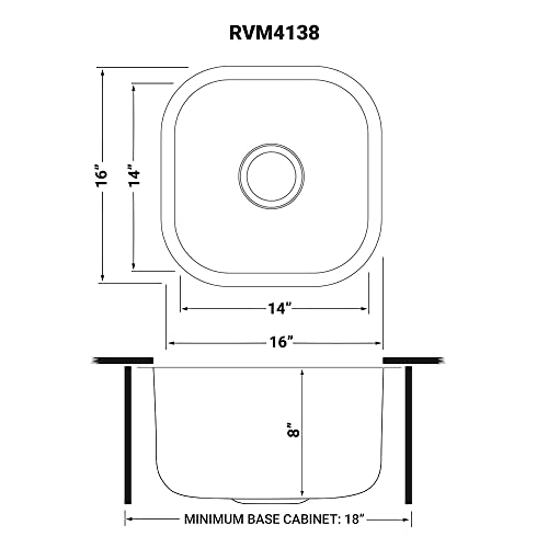 Ruvati 16 X 16 Inch Bar Prep Sink Undermount 16 Gauge Stainless Steel - Rvm4138 #TOP4