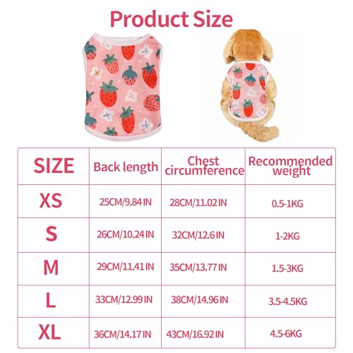 3 Stück Hundeshirts,Atmungsaktives Welpen Hunde Shirts Obstmustern Kleine Hunde-Shirt Weiche Cat Tank Weste T-Shirt Sommer Hundekleidung Haustierkleidung für Kleine Hund Katze(Rosa,L)