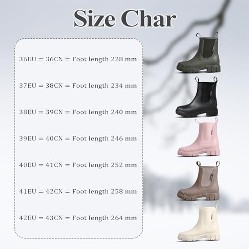 SmoothPace Gummistiefel Damen Gefüttert Wasserdicht Gummistiefeletten Halbhohe Chelsea Boots Rutschsicher Abriebfest Atmungsaktiv Regenschuhe Komfort Garten Stiefeletten Brown 39EU/40CN