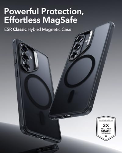 Image of ESR for Samsung Galaxy S26 Case, Compatible with MagSafe, Magnetic Case for Samsung Galaxy S26, Military-Grade Protection, TPU, Classic Hybrid Case (HaloLock), Frosted Black