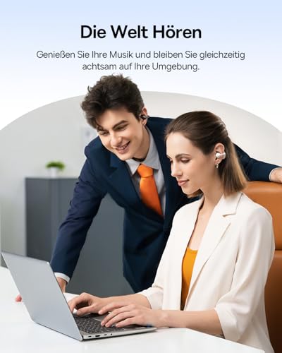 Baseus BC1 Open Ear Kopfhörer, Ohrclip mit Beeindruckender Klang, Adaptiver Bassverstärkung, Bluetooth 6.0, Geräuschunterdrückung bei Anrufen, IP55, 38H Akk, Leicht Buds - Interstellar Schwarz