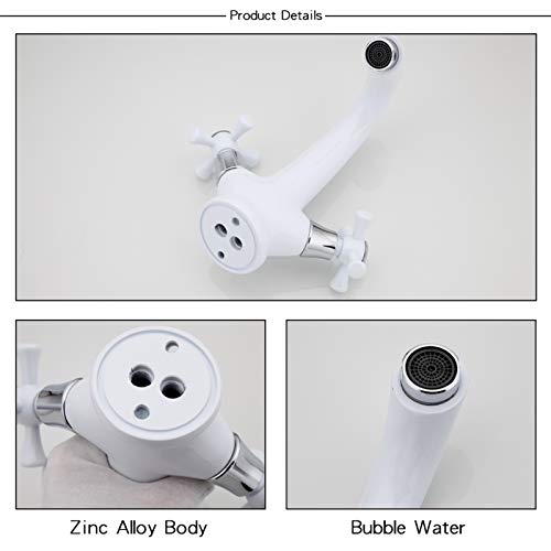 Robinet de lavabo blanc double commande pour eau chaude et froide