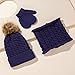 Kids hat and Gloves Set - Fashion Winter Kids Hat and Gloves Set for Boys Girls Toddler Pompom Knit Thick Warm Beanie for Cold Weather(Navy-C, One Size)