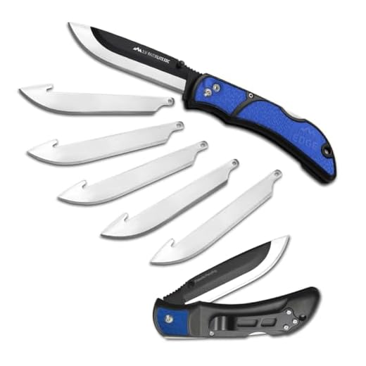 Outdoor Edge 3.5" RazorLite EDC - Replaceable Blade Folding Knife with Pocket Clip and One Hand Opening for Everyday Carry (Blue, 6 Blades)