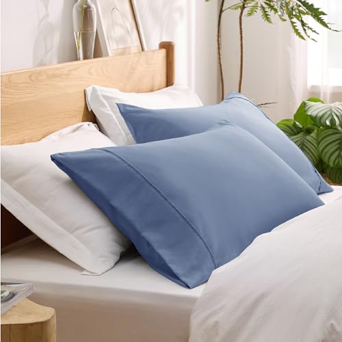 Bedsure Pillow Cases Standard Size Set of 2 - Slate Blue Brushed Microfiber Pillowcases, Super Soft and Cozy Pillow Case Covers with Envelope Closure, Wrinkle, Fade and Stain Resistant, 20x26 Inches