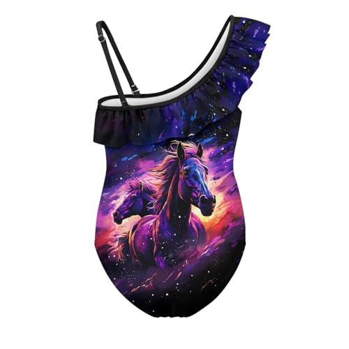 Jeiento Girls Swimsuits 1 Piece Animal Pattern Kids One Shoulder Ruffle Bathing Suit Sun Protection Child Beach Bathing Suits2