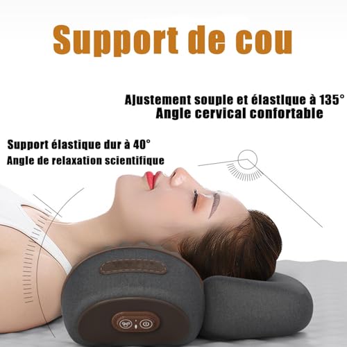 Générique Prime Physio Masseur Cervical, Masseur Dos et Cervicales avec Traction, Massage et Chaleur, Masseur D'éPaules pour Soulager Les Douleurs des Tissus Profonds (Gris Clair) - 5