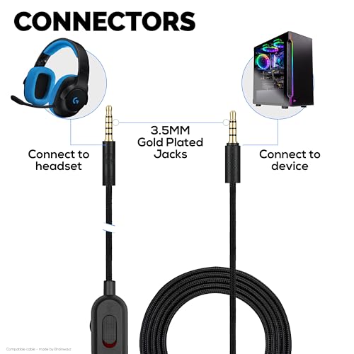 Cable de audio de reemplazo BRAINWAVZ compatible con Logitech miniatura 5