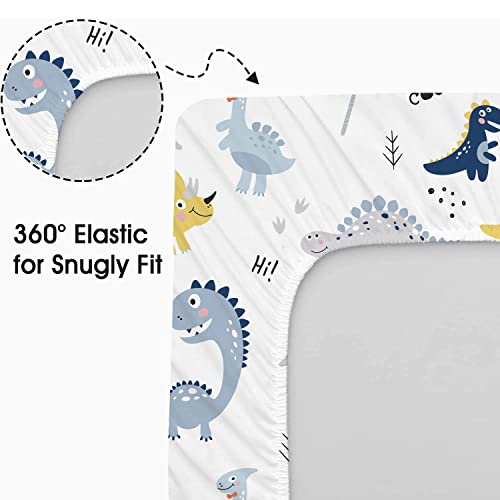 Plushii Bassinet Sheets For Baby Boys 3 Pack, 32"X 16" Extra Soft Microfiber Bassinet Sheet Universal For Oval Rectangle And Hourglass Bassinet Mattress, Dinosaur & Blue Elephant & Stars #TOP5