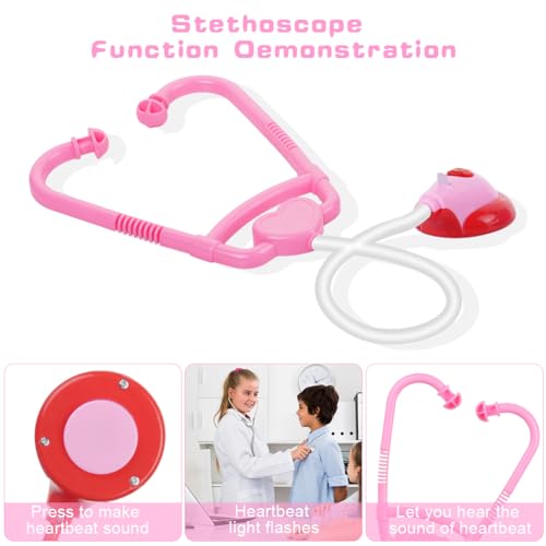OSDUE Doctors Set for Kids 64PCS Kids Doctors Kit with Nurses Costume, Kids Doctors Set Case Educational Toys Age 3 - Image 4
