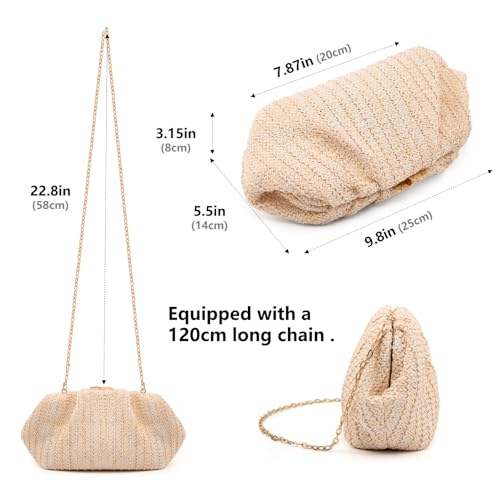 Image of Gurina Pleated PU Clutch Purse for Women Formal - Evening Bag with Detachable Chain for Weddings, Proms