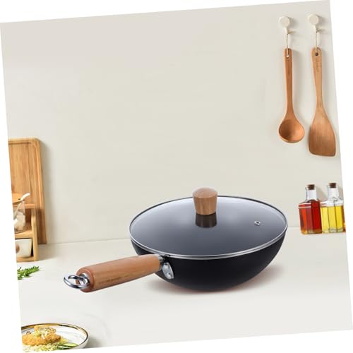 Wok de hierro con mango de madera antiadherente miniatura 7