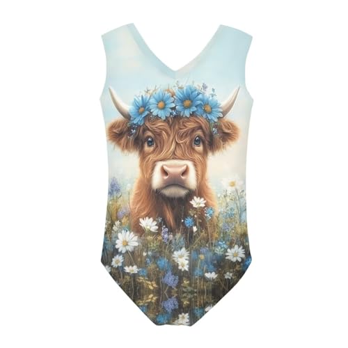 Image of Xpyiqun Swimsuits for Girls 3-14 V Neck Sleeveless Bathing Suit Summer Sport One Piece Swimwear Beach Swimming