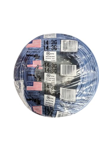14/3 Type NM-B Pure Copper Electrical Cable Blue 14 AWG 3 Conductors with Ground Wire 250 Feet