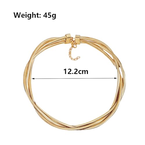 Chunky Gold Statement Choker Neckalce for Women Layered Snakebone Chain Collar Necklace Twist Wrap Stainless Steel Choker Punk Aesthetic Jewelry Gifts3