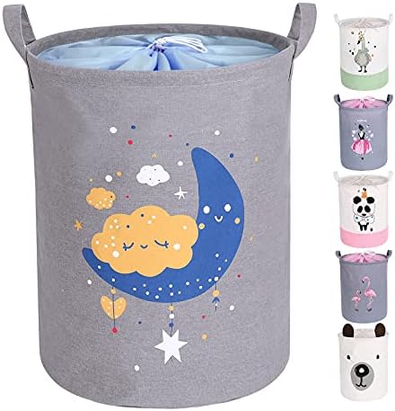Miracle Baby 40L Collapsible Laundry Basket, Large Sized Handled Canvas Kids Storage Bin, Waterproof Foldable Toy Bins for Clothes, Toy, Diapers, Blanket, Towel and Others