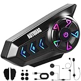 AUTODIAG Auricular sin Intercomunicador para Casco de Motocicleta, Intercomunicador Bluetooth 5.2 con Micrófono IPX6,...