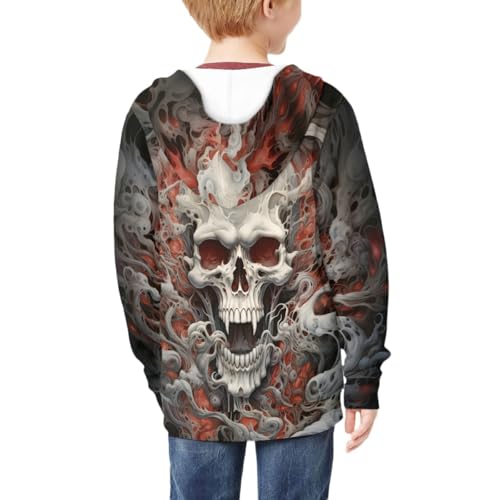 GLUDEAR Boys Girls Cool Skull 3D Printed Long Sleeve Hooded Sweatshirt Zip Up Jacket Pullover Hoodies4
