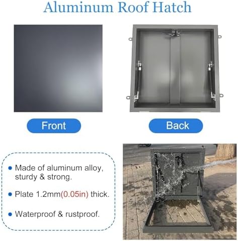 Weatherproof Roof Hatch Cover, 40x40in Attic Access Door, Secure Skylight Lid for Home, Fits 16x16 to 36x36 in Square Roof Openings, Durable Roof Security Solution.