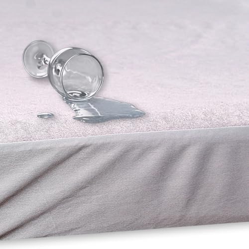 Image of The Furnishing Tree Single Size Mattress Protector 72x30 Inch | 100% Waterproof, Cotton Feel, Breathable & Hypoallergenic | Fitted Bed Cover (Fits Up to 10 inch) | 1 Year Warranty, Grey