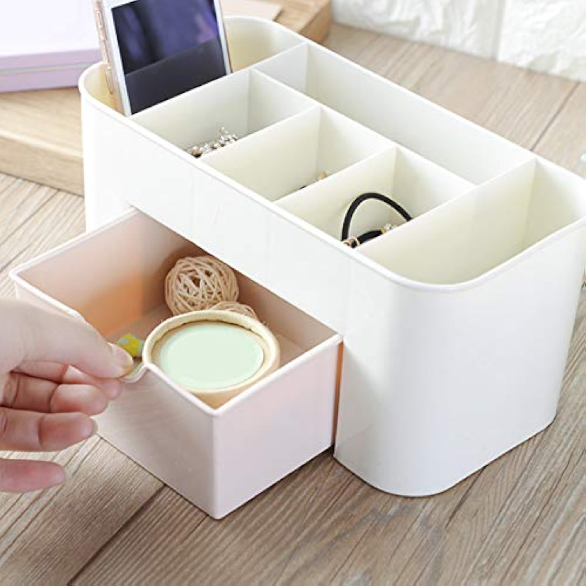Makeup Organizer Box with Drawers and Lipstick Case
