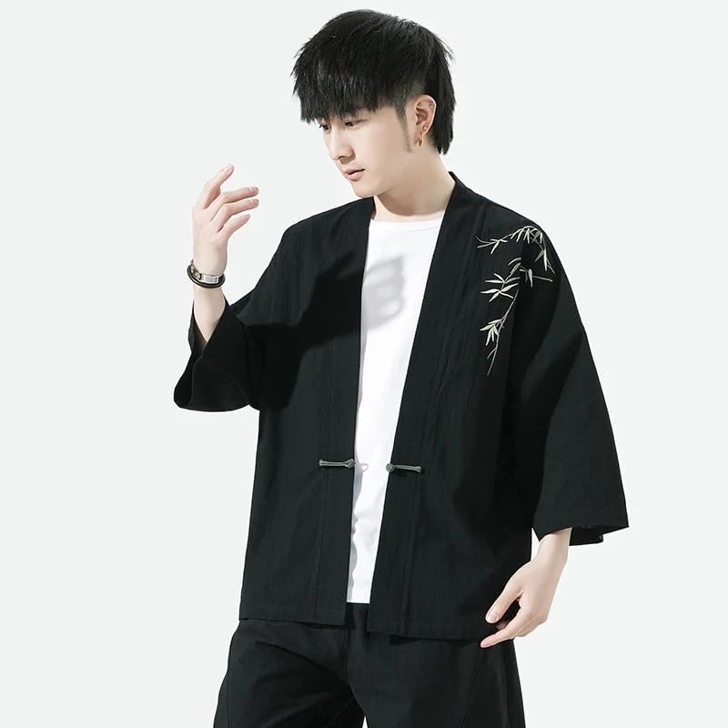 Summer Men Cardigan Japanese Kimono Men Embroried Kimono Shirt Casual Coat
