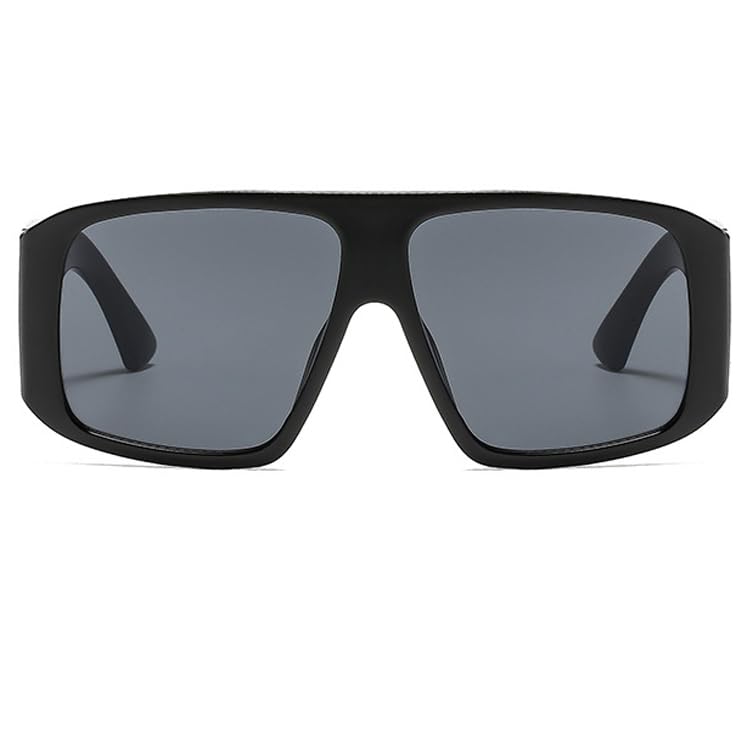 bullabulling Retro Flat Top Mask Sunglasses Womens Men Trendy Retro Sun Glasses Oversize Square Frame Shades
