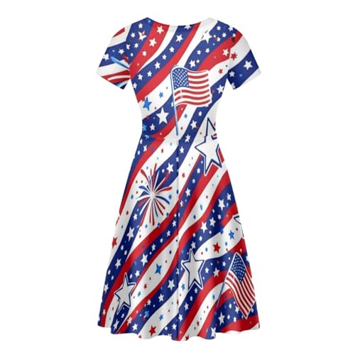 Image of POLERO Sunflower Dress for Women Floral Summer Dresses Short Sleeve Casual Sundresses Midi Dresses