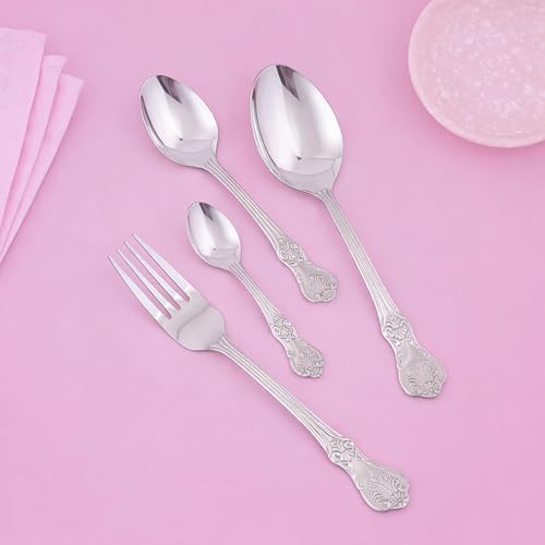 Image of Culinex Premium 18 /8 Stainless Steel 20-Piece Cutlery Set Fest Classic 2 Service Spoon, 6 Spoon, 6 Fork & 6 Tea Spoon | Luxury Silver Rustproof Flatware for Dining, Kitchen By thinKitchen