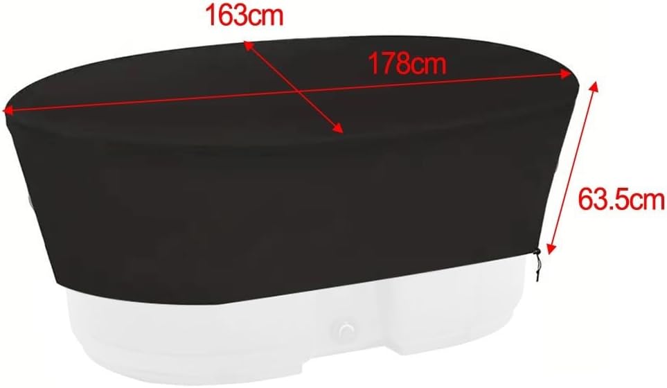Heavy Duty Oval Stock Tank Cover Tear Resistant Waterproof Oxford Fabric Elastic Windproof Design For Secure Fit 210D Oxford Material Black Multiple Sizes(178 * 163 * 63.5cm/300)