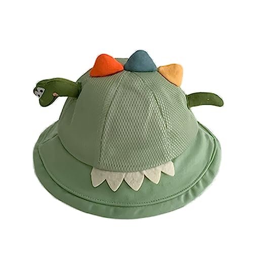 Baby Dinosaur Cap Infant Kids Sun Hat Cute Cartoon Cap Spring Summer Wide Brim Bucket Hat Toddler Mesh Fishermant Cap (Green)