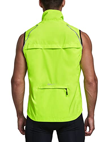 Baleaf Men's Cycling Jacket Removable Sleeves Windbreaker Reflective Windproof Vest Lightweight Running Biking Golf Fluorescent Yellow Size L #TOP3