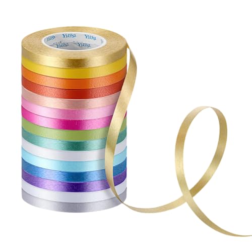 Image of 6 Rolls Curling Ribbon Set - 10m Each Roll, 0.5cm Wide | Assorted Fresh Colors | Metallic Balloon String for Gift Wrapping, Crafts, Florist, Wedding & Party Decoration | Polypropylene Material
