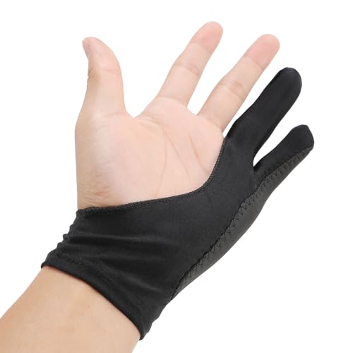 Guantes para dibujo digital, paquete de 4 piezas, para mano derecha e izquierda, diseño de 3 capas y dos dedos, elasticidad suave, ideal para tabletas gráficas (talla S) miniatura 4