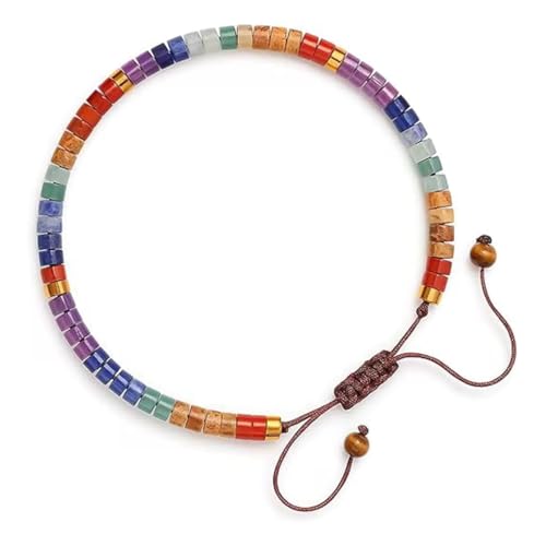TJUSPIRIT Heilstein 7 Chakra Armband Edelstein Hoki Armbänder Healing Reiki Energietherapie Zur Yoga Meditation Geschenk für Damen Herren