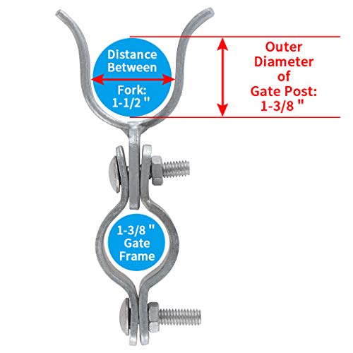 Skelang Chain Link Fence Gate Latch, Chain Link Fence Lock 1-3/8\" x 1-3/8\", Galvanized Fence Fork Latch for Fence Gate, Kennels and Runs