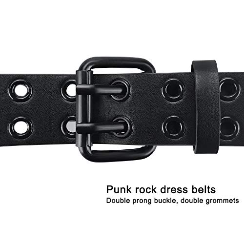 Maikun Grommet Leather Belts For Men, Mens Black Belt, Studded Belt Punk Accessories #TOP4