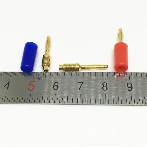 100 conectores banana macho 2mm en cobre con baño de oro miniatura 3