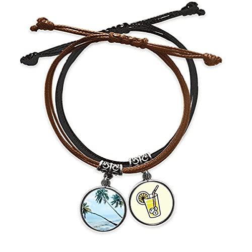 Bracelet palmier en cuir et corde à offrir pour l'été
