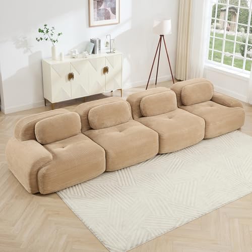 Image of Corduroy Modular Sectional Sofa, Oversized Cloud Couches for Living Room