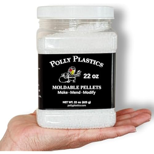 Professional-Grade Moldable Plastic Pellets by Polly Plastics - Cosplay & Hobbyist Supplies for Crafting, Repairs, and More - EZ Grip Jar with Idea Booklet (22 oz)
