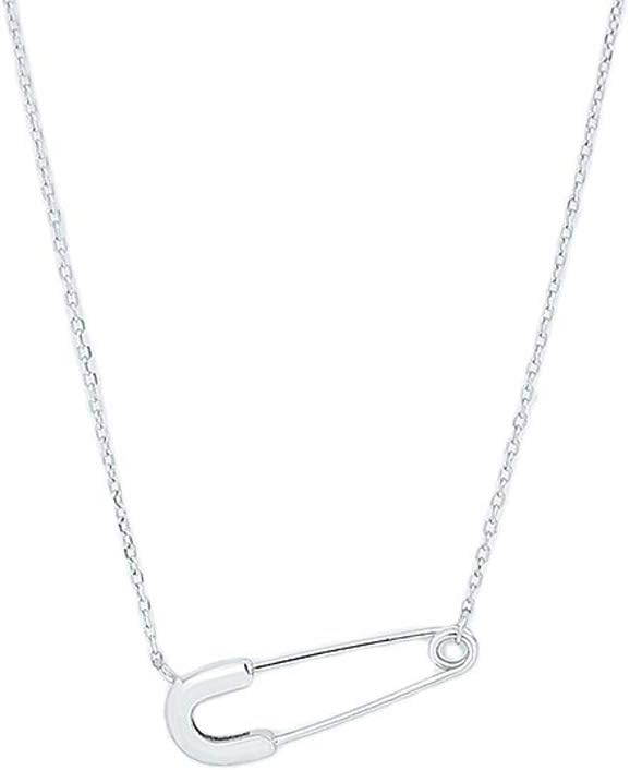 OIDIMS Safety Pin 925 Sterling Silver Choker Necklace for Women Girls Chain with Pendant Fine Finish Personalized Girls Support Symbol For Refugee Charms Teens Simple Meaningful Minimalist Jewelry