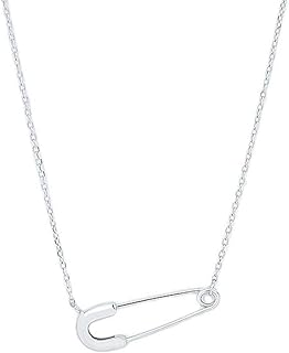 Safety Pin 925 Sterling Silver Choker Necklace for Women Girls Chain with Pendant Fine Finish Personalized Girls Support Symbol For Refugee Charms Teens Simple Meaningful Minimalist Jewelry