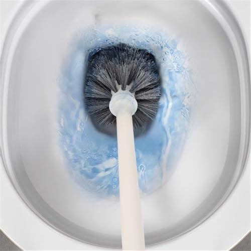 Toilet Brush Set, Wall Mounted Long Handle Round Head Cleaning Tool with Base, 2-Piece Bathroom Accessory for Effortless Toilet Maintenance and Hygiene - Image 3