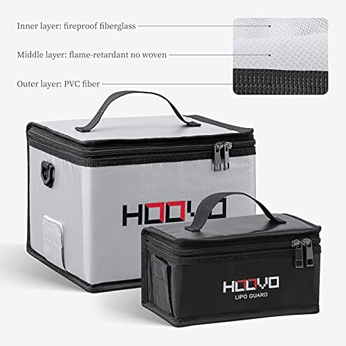 HOOVO Lipo Bag Fireproof, Explosion-Proof Lipo Battery Safe Bag LiPo Guard Safe Bag for Storing and Charging Lipo Batteries with Double Zip